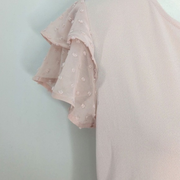 Adrianna Papell Women's Clip dots Flutter Sleeve Champagne Top NWT - Picture 3 of 7